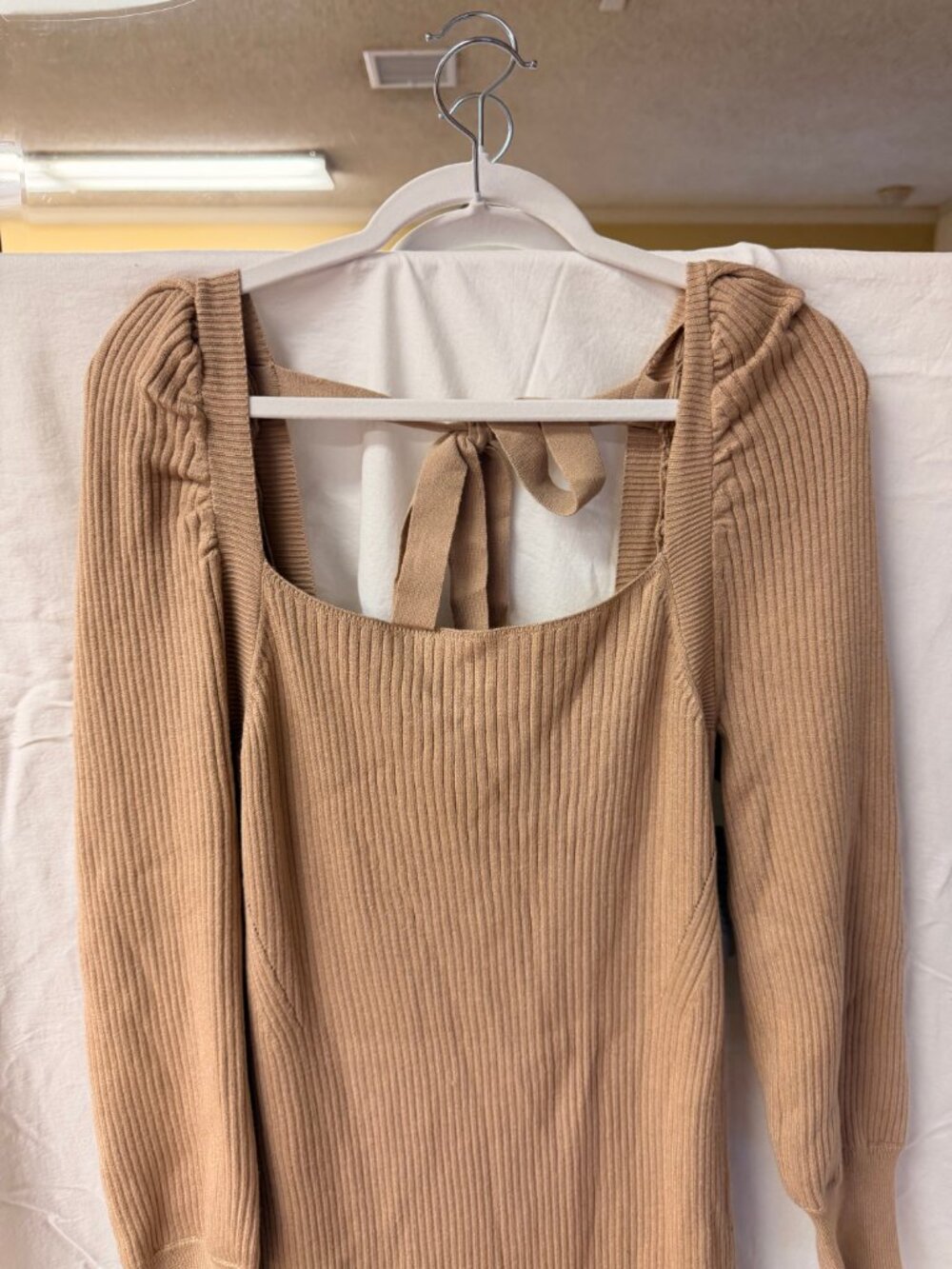 Charles Henry Square Neck Tie Back Puff Long Sleeve Sweater Dress NWT XL - Picture 5 of 9